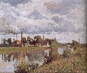 Camille Pissarro Metaponto Schwarz Schwarz suburbs River oil painting